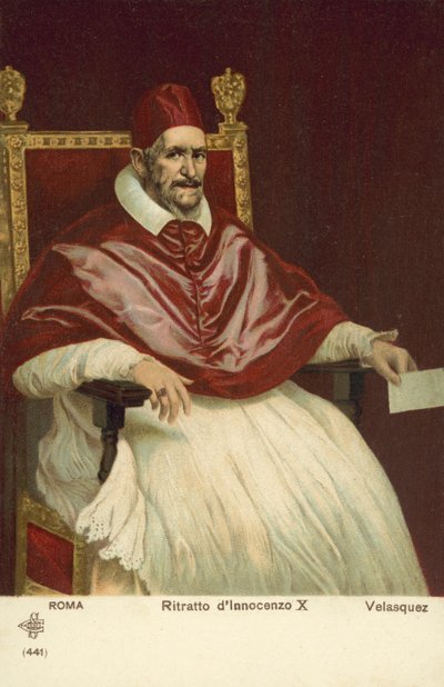 Portrait of Pope Innocent X (colour litho) 作者 迭戈·罗德里格斯·席尔瓦（Velazquez）（之后）