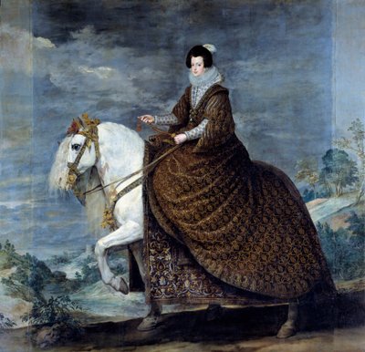 法国伊丽莎白或波旁的伊莎贝尔 (1602-1644) 的马术肖像，1616 年西班牙菲利普四世的妻子迭戈·贝拉斯克斯 (1599-1660) 绘画，1635 年太阳。 3,01x3,14 m 马德里，普拉多博物馆 - 法国伊莎贝尔的马术肖像（1602-1644）， 作者 迭戈委拉斯开兹