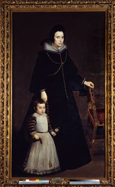 Antonia de Ipenarrieta 和她的儿子 Luis 的肖像。 Diego Rodriguez de Silva y Velasquez (1599-1660) 的绘画 作者 迭戈委拉斯开兹