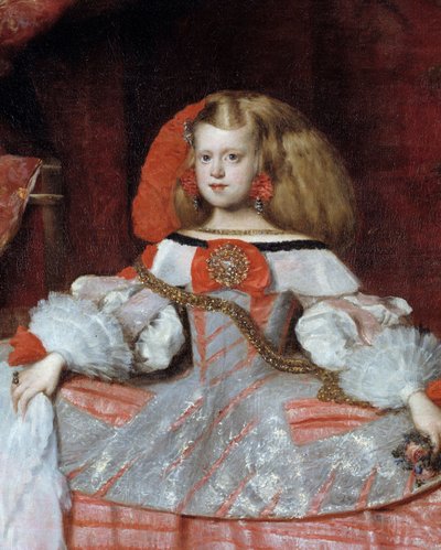 奥地利公主玛格丽特（1651-1673）的肖像，菲利普四世的女儿，细节。迭戈-贝拉斯克斯（1599-1660）的画作，大约在1659年。Dim.2,12x1,47米。马德里，普拉多博物馆。 作者 Diego Velázquez