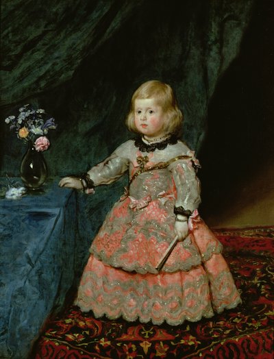 穿着红色连衣裙的西班牙Infanta Margarita Teresa 作者 迭戈委拉斯开兹