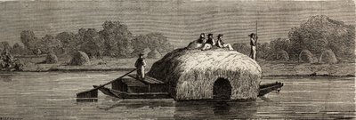Cutting, harvesting and transporting fodder on the banks of the Danube. Drawing by Lancelot, to illustrate his journey from Paris to Bucharest in 1860. Engraving in “” Le tour du monde””, edited by Edouard Charton 作者 Dieudonne Auguste Lancelot