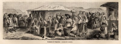 The walking population of Tesmevar (or Timisoara) in Romania. Engraving to illustrate the voyage from Paris to Bucharest, by Lancelot, draftsman, in 1860, published in “Le tour du monde, nouveau journal des voyages”, under the direction of Edouard Charton 作者 Dieudonne Auguste Lancelot