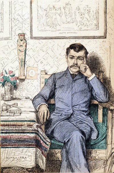 法国小说家保罗·布尔歇 (1852-1935) 的肖像（版画） 作者 Diogene Ulysse拿破仑·梅拉特