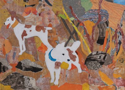 洪丁的狗，瓦格纳的《指环》，2024 年（拼贴画） 作者 