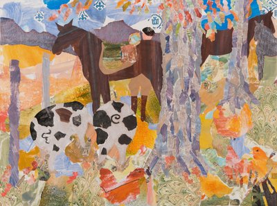 一天的开始，比利牛斯山，2016 年（拼贴画） 作者 