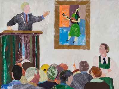 曼陀林演奏家》，2020 年（拼贴画） 作者 