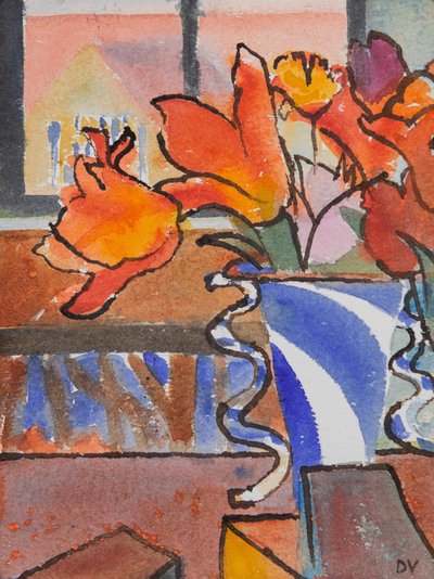 郁金香（水彩和水墨） 作者 