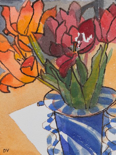 郁金香（水彩和水墨） 作者 