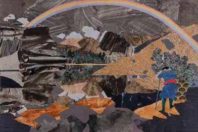 沃坦与彩虹桥》，瓦格纳的《指环王》（拼贴画） 作者 Dione Verulam