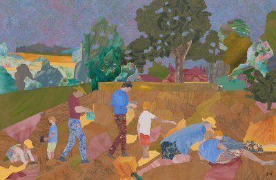 黄荆条收获（拼贴画） 作者 