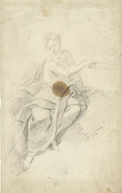 研究坐在云中的仙女或女神 作者 Dionys van Nijmegen (可能)