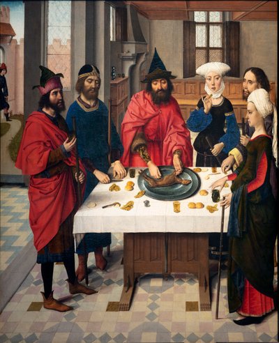 教区教堂（圣彼得教区教堂）。画作。最后的晚餐。德克-布茨。1464-1468.细节。左侧面板。 作者 迪克·布特斯