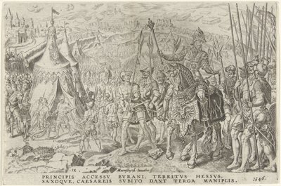 英戈尔施塔特的帝国营地，1546 年
查理五世的胜利（系列标题）
Divi Caroli.V.imp.opt.max.victoriae,ex multis praecipuae（丛书名） 作者 weduwe Hieronymus 公鸡（可能）