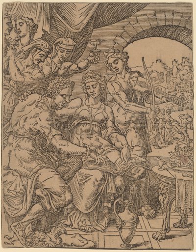 浪子在妓女身上挥霍他的遗产 作者 Dirck Volckertz Coornhert 在 Maerten van Heemskerck 之后