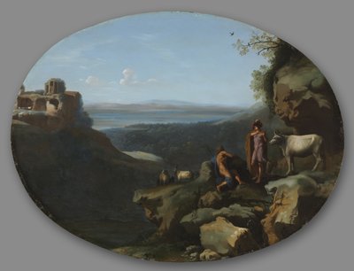 水星和阿格斯在风景中，c。 1635。 作者 迪克·范·德·利塞