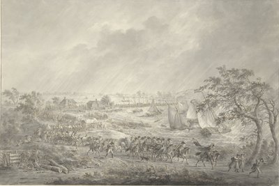 1794 年 11 月 7 日，英国和汉诺威军队从奈梅亨通过瓦尔河上的船桥前往兰特 作者 德克·朗根戴克