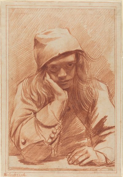 自画像，c.1633-96（红色粉笔） 作者 德克·西奥多·亥姆布雷克