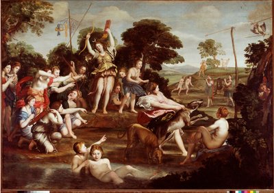 Domenico Zampieri dit Il Domenichino (1581-1641) 1617 Dim. 218x312 厘米罗马博尔盖塞美术馆 - 戴安娜的狩猎，由 Domenico Zampieri 又名 Il Domenichino（1581-1641 年）绘制。 布面油画，218x312 厘米 作者 多梅尼奇诺