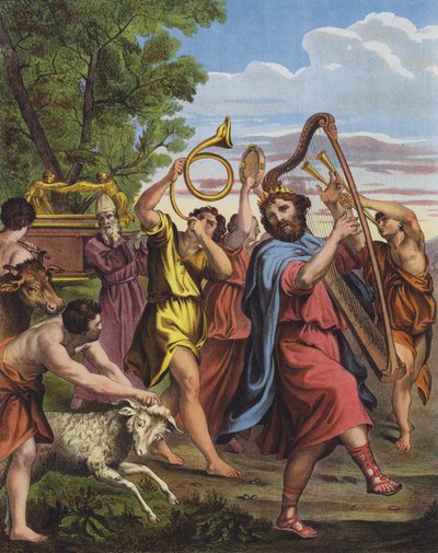 大卫王将他带到耶路撒冷，在约柜前跳舞 作者 Domenichino