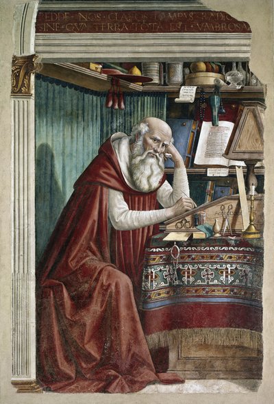 圣杰罗姆在他的书房 - 壁画 作者 多梅尼科·吉兰达约（Domenico Ghirlandaio）