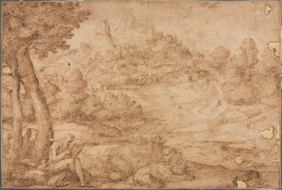 风景中的圣杰罗姆 作者 多梅尼科·坎帕尼奥拉（Domenico Campagnola）