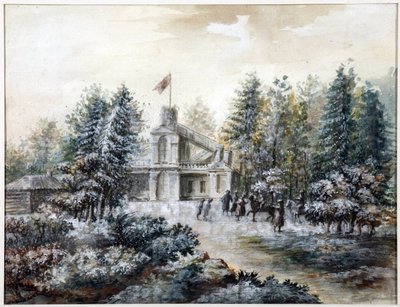Pavillon de chasse Crack，巴甫洛夫斯克 - 巴甫洛夫斯克的克拉克房子 - Domenico Felice Lamoni（1745-1830）。 纸本水彩和白色，1778 年后。圣彼得堡历史国家博物馆 作者 多梅尼科·菲利斯·拉莫尼