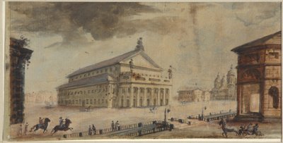 The Saint Petersburg Imperial Bolshoi Kamenny Theatre - Domenico Felice Lamoni (1745-1830). Watercolour and white colour on paper, before 1783. State Museum of the History of Saint Petersburg 作者 多梅尼科·菲利斯·拉莫尼