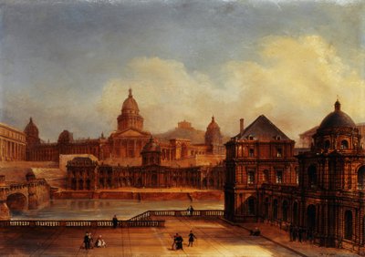 巴黎古迹综合景观，约 1836 年（布面油画纸） 作者 多梅尼科·费里（Domenico Ferri）