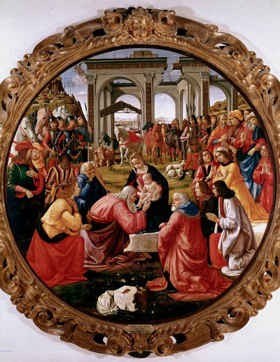 多梅尼科·吉尔兰达约 (Domenico Bigordi) (1449-1494) 1487 年直径 171 厘米佛罗伦萨，Galleria degli Uffizi（办公室） 作者 多梅尼科·吉兰达约（Domenico Ghirlandaio）