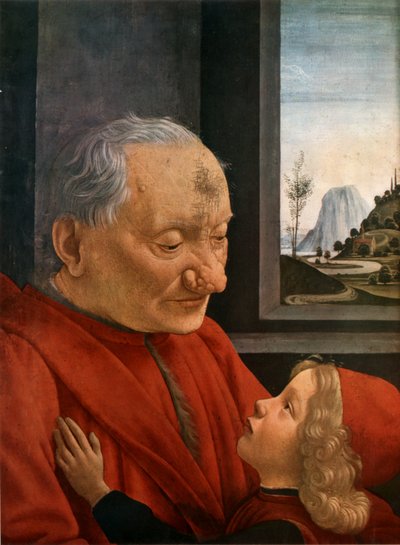 意大利语: Ritratto di vecchio con nipote 一位老人和他的孙子 作者 多梅尼科·吉兰达约（Domenico Ghirlandaio）