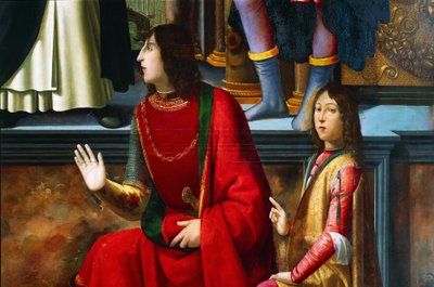Pandolfo IV Malatesta 和 Carlo Malatesta，细节来自圣文森特·费雷尔祭坛画 作者 多梅尼科·吉兰达约（Domenico Ghirlandaio）