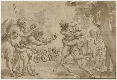 赫拉克勒斯在安泰 作者 Annibale Carracci（拒绝归因）