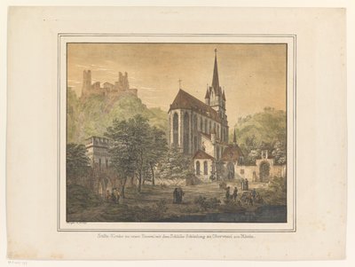 Gezicht op de kerk en het kasteel te Oberwesel
Stifts-Kirche zu unser Frauen，莱茵河畔上韦瑟尔的 Schönberg 城堡（标题见实物） 作者 多梅尼科夸里奥 (II)