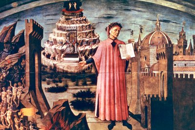 但丁和他的诗歌《神曲》，1465年。 作者 多米尼克·米歇里诺