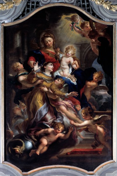 热那亚圣凯瑟琳的狂喜（布面油画，17 世纪后期） 作者 Domenico the Elder Piola