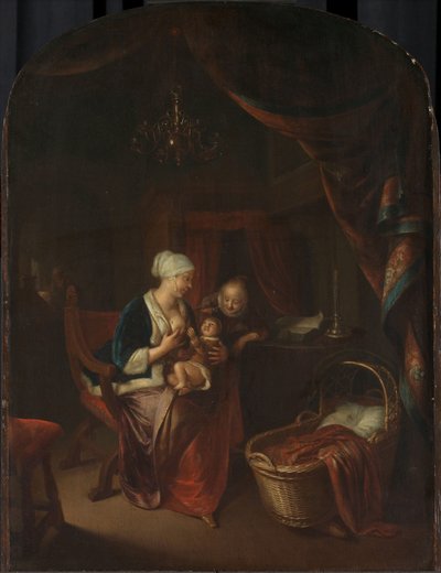 一位母亲给她的孩子乳房 作者 Gerard Dou（复制后）