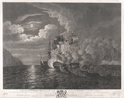 1782 年 12 月 12 日，英国皇家海军 "调解人 "号在费罗尔附近海域航行 作者 Dominic Serres