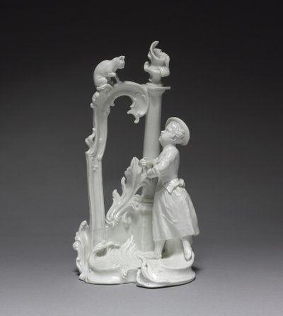 宁芬堡瓷器厂制作的带猫的女孩图，约1770年（瓷器 作者 多米尼库斯（At ..）奥利切克