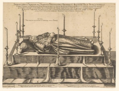 蒂罗尔斐迪南二世的死亡肖像
Serenissimus Princeps Ac Dominus Ferdinandus Archidux Austriae（......）（物品上的标题） 作者 多米尼克·库斯托斯