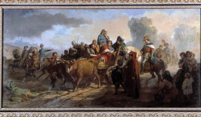 查理六世（1368-1422 年）的疯狂。安托万-多米尼克-马高德（1817-1899 年）的画作 帆布油画，厘米 111x221 P. Dumon 必提收藏：马赛普罗旺斯问候基金会收藏 作者 多米尼克·马格德（Dominique Magaud）
