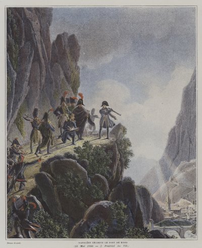 Napoleon examining Fort Bard, Italy, 23 May 1800 (colour litho) 作者 多米尼克·维万特（后）天龙