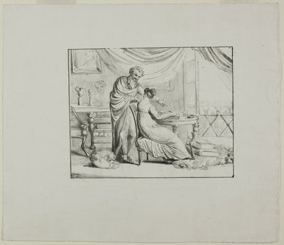 德农指导一名年轻女子在石版画石上作画 作者 多米尼克·万提·德农（Dominique Vivant Denon）