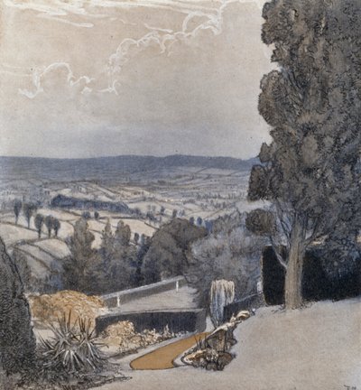 Benchams，靠近 Sidmouth（彩色石版画） 作者 唐纳德（后）麦克斯韦