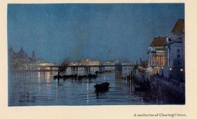 查林克罗斯夜曲》，选自《伦敦的新光》，1926年出版（彩色平印）。 作者 唐纳德·麦克斯韦