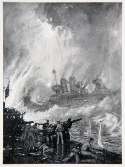 战斗最后的枪：在Jutland的HMS Tiperrary的Gallant结束，来自Gordon S. Maxwell，1920年的&39;海军阵线&39;的插图 作者 唐纳德·麦克斯韦