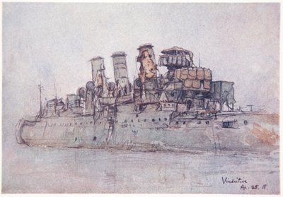 HMS报复，1918年4月25日，来自Gordon S. Maxwell的“海军战线”的插图，1920年 作者 唐纳德·麦克斯韦
