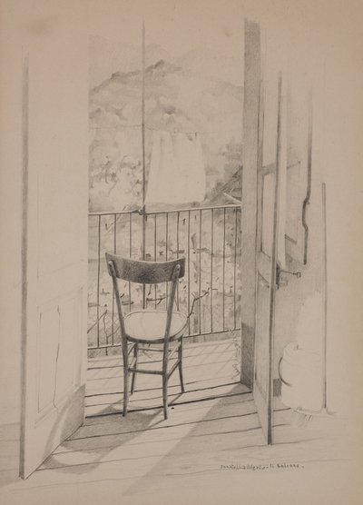 阳台，约 1975 年（纸上绘画） 作者 多纳泰拉·梅洛