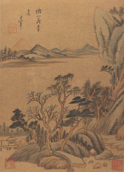 风景和诗歌，十七世纪，大概在1625年之后。 作者 董其昌