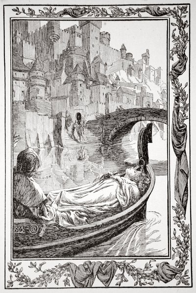 驳船在河上漂浮》，1905年。   作者 多拉·柯蒂斯（Dora Curtis）